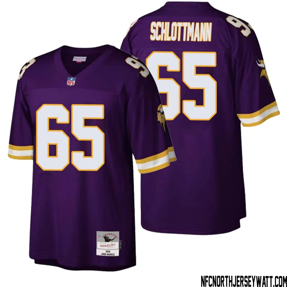 Austin Schlottmann No 65 Men Mitchell Ness Purple Minnesota Vikings Legacy Replica Jersey