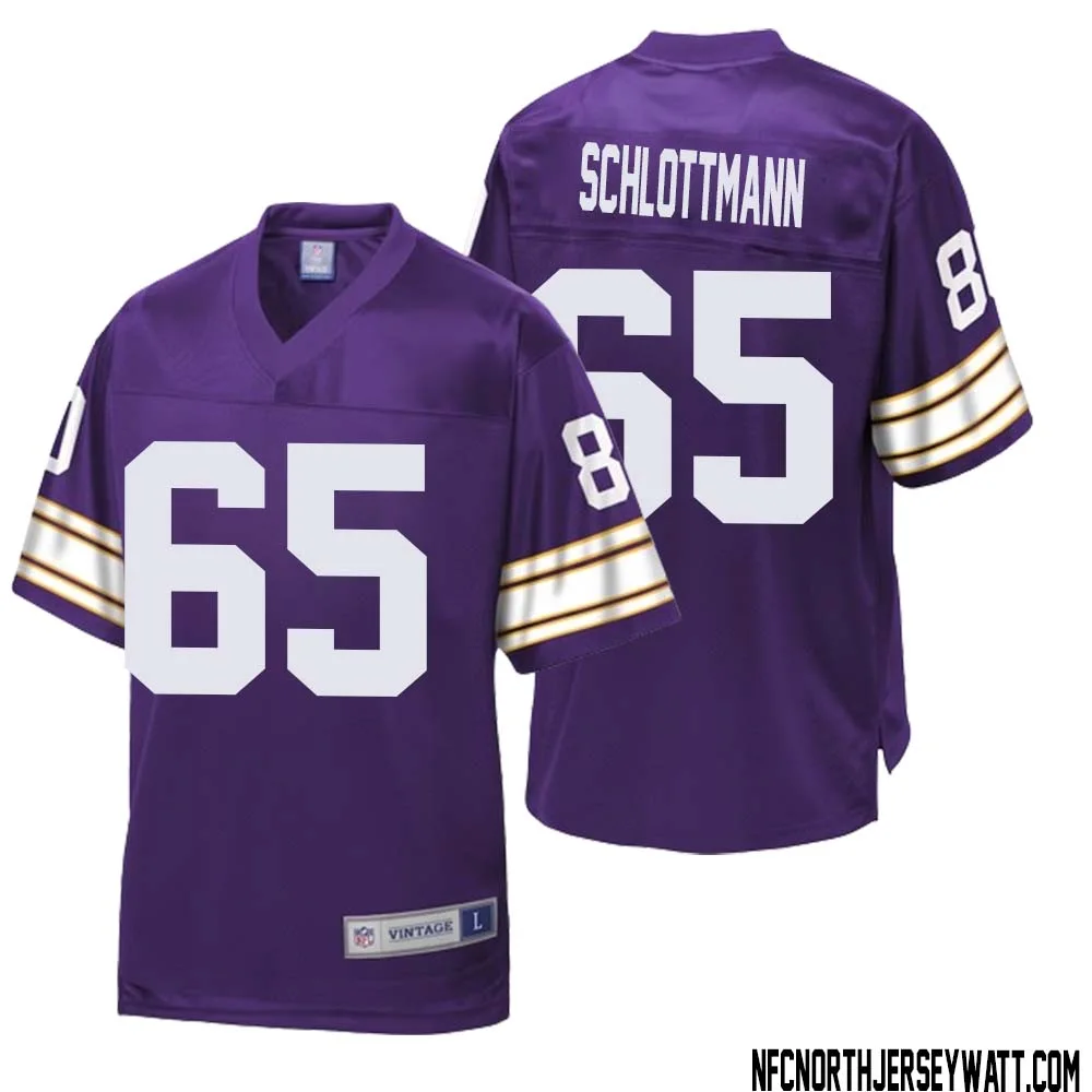 Austin Schlottmann No 65 Men NFL Pro Line Purple Minnesota Vikings Retired Player Replica Jersey