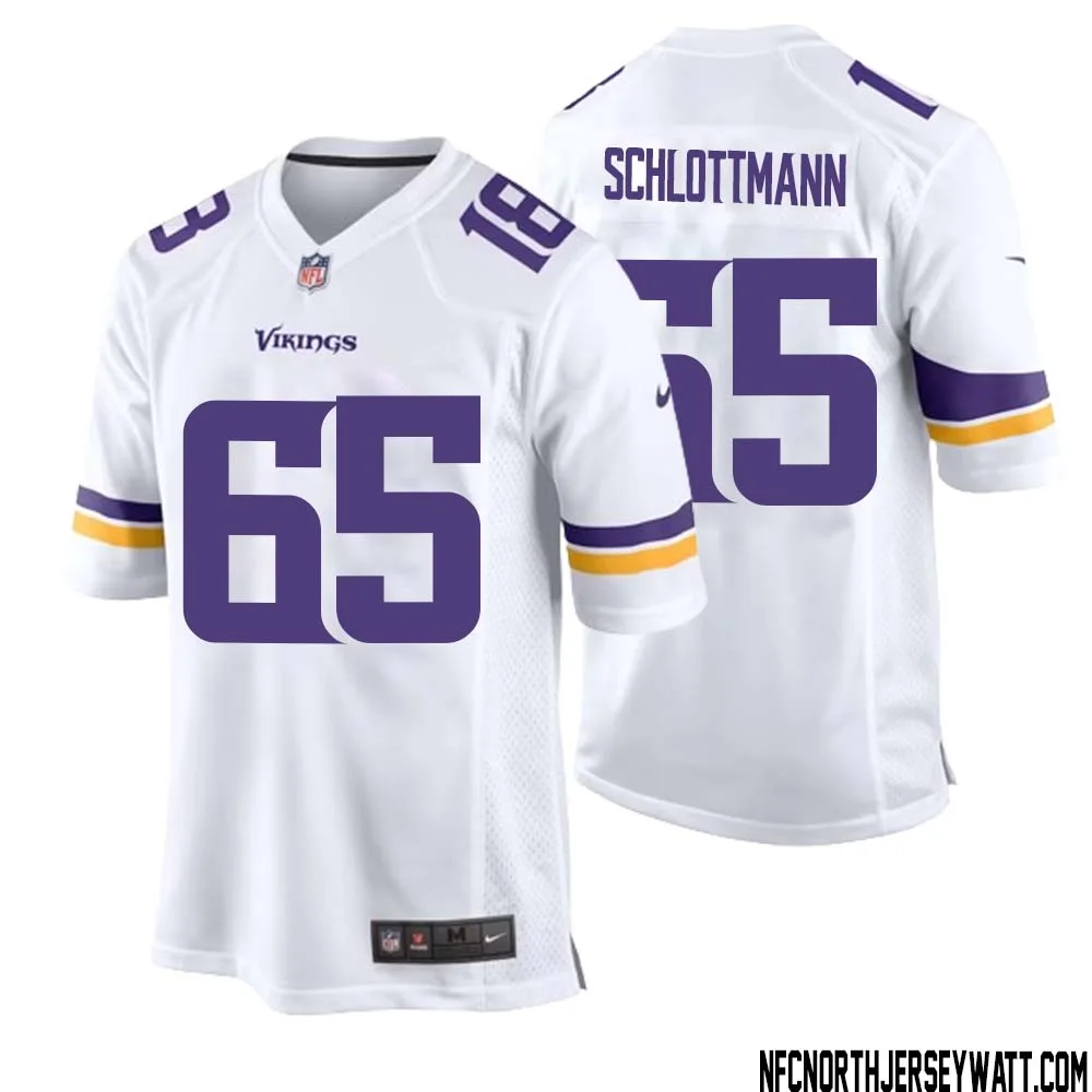 Austin Schlottmann No 65 Men White Minnesota Vikings Game Player Away Jersey 1