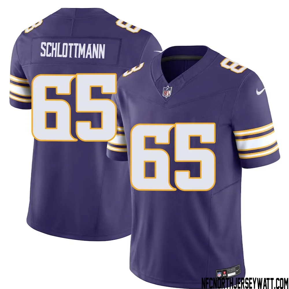Austin Schlottmann No 65 Mens Purple Minnesota Vikings Vapor F.U.S.E. Limited Jersey