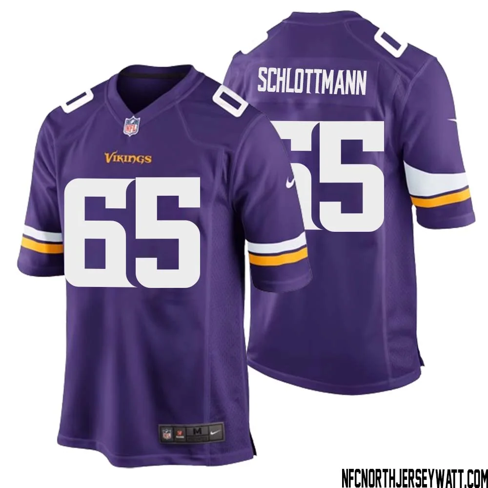 Austin Schlottmann No 65 Minnesota Vikings Game Jersey Court Purple for Mens 1