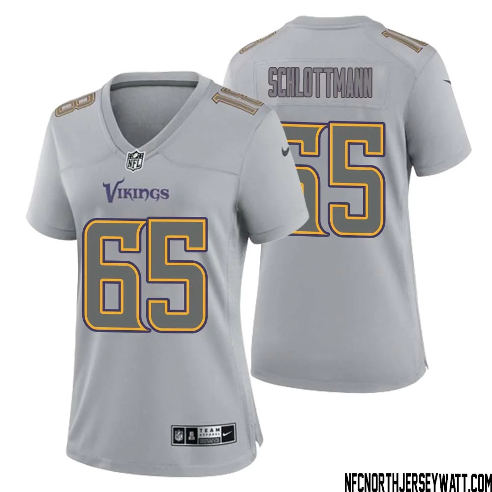 Austin Schlottmann No 65 Women Gray Minnesota Vikings Atmosphere Fashion Game Jersey