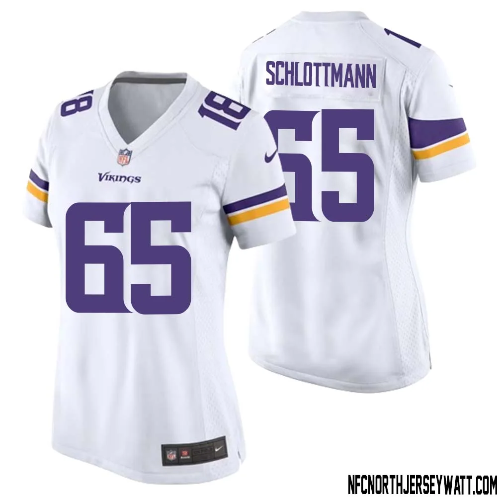 Austin Schlottmann No 65 Women White Minnesota Vikings Game Player Away Jersey 1