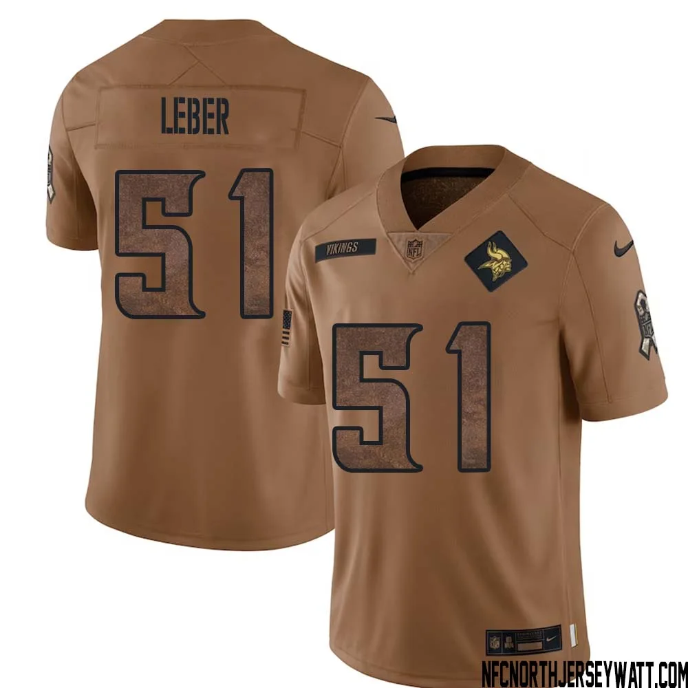Ben Leber No 51 Men Brown Minnesota Vikings 2023 Salute To Service Limited Jersey
