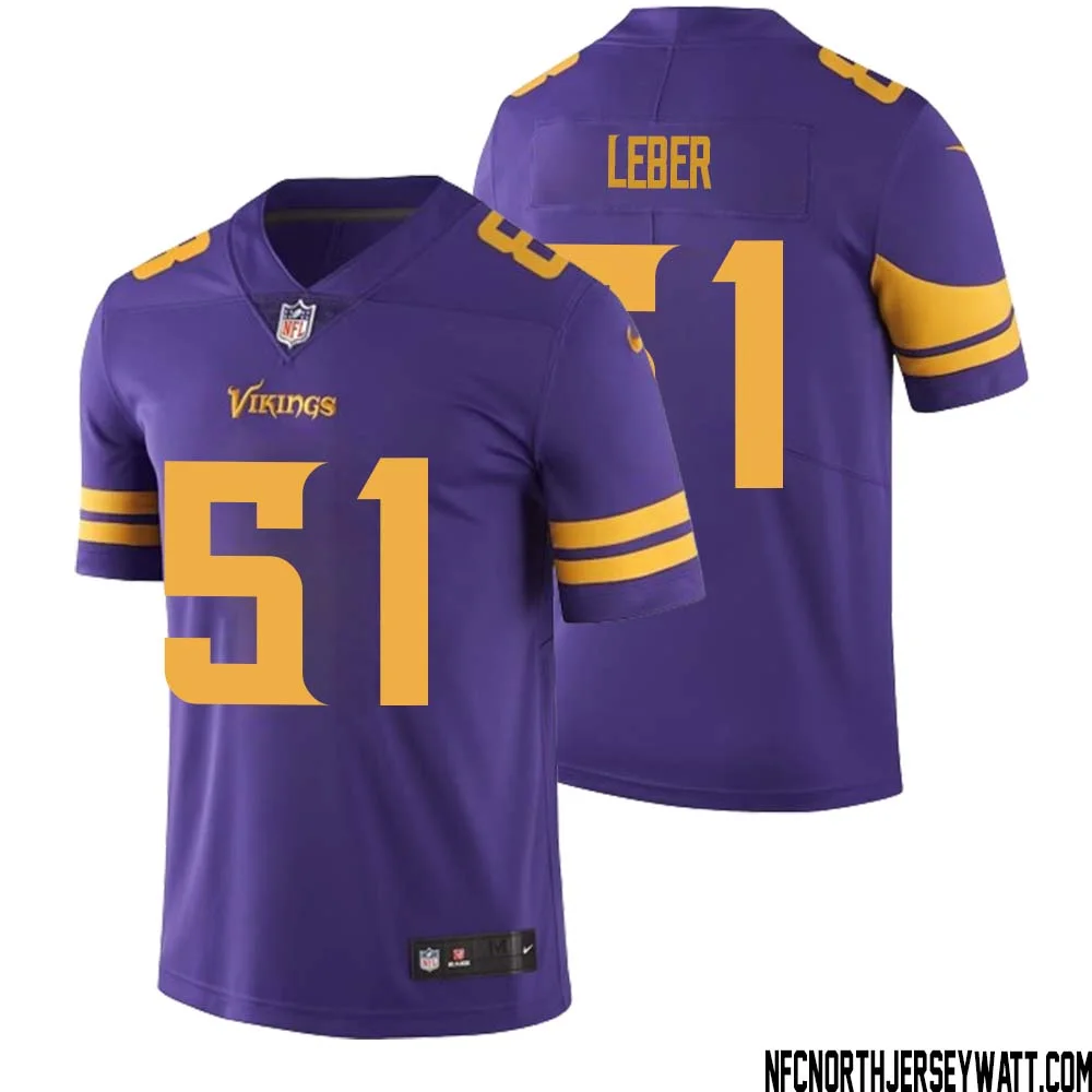 Ben Leber No 51 Men Purple Minnesota Vikings Color Rush Vapor Untouchable Limited Jersey