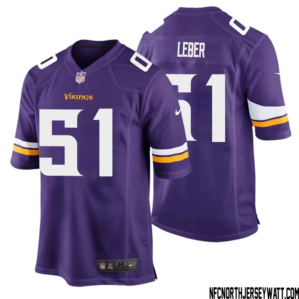 Ben Leber No 51 Minnesota Vikings Game Jersey Court Purple for Mens
