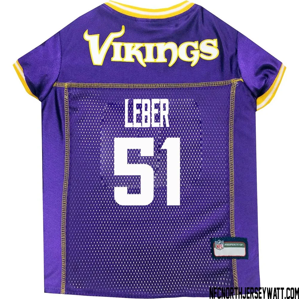 Ben Leber No 51 Purple Minnesota Vikings Dog Jersey 1
