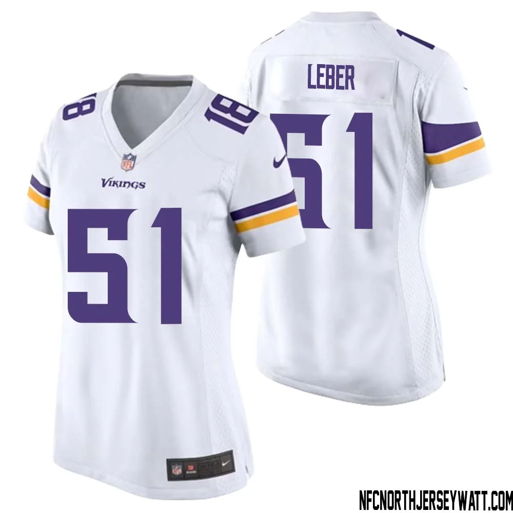 Ben Leber No 51 Women White Minnesota Vikings Game Player Away Jersey