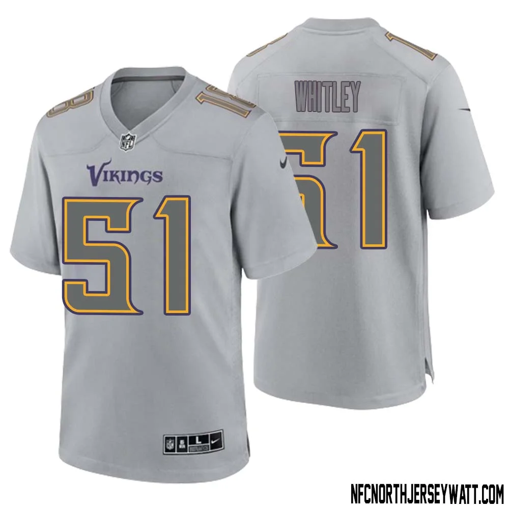 Benton Whitley No 51 Men Gray Minnesota Vikings Atmosphere Fashion Game Jersey 1