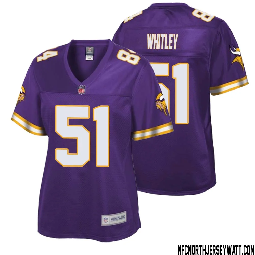 Benton Whitley No 51 Women NFL Pro Line Purple Minnesota Vikings Retired Player Replica Jersey