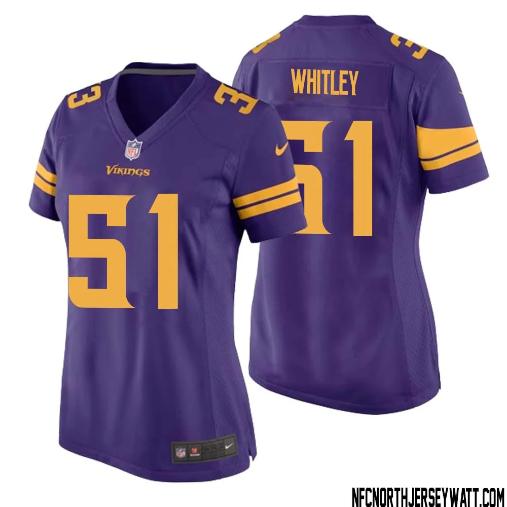 Benton Whitley No 51 Women Purple Minnesota Vikings Alternate Game Jersey 1