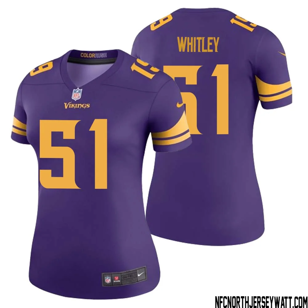 Benton Whitley No 51 Women Purple Minnesota Vikings Color Rush Vapor Untouchable Limited Jersey 1