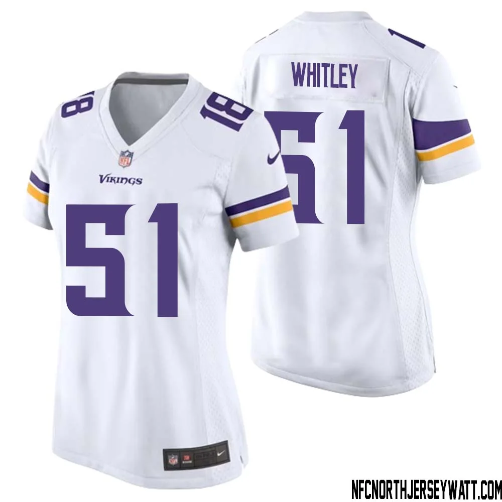 Benton Whitley No 51 Women White Minnesota Vikings Game Player Away Jersey 1