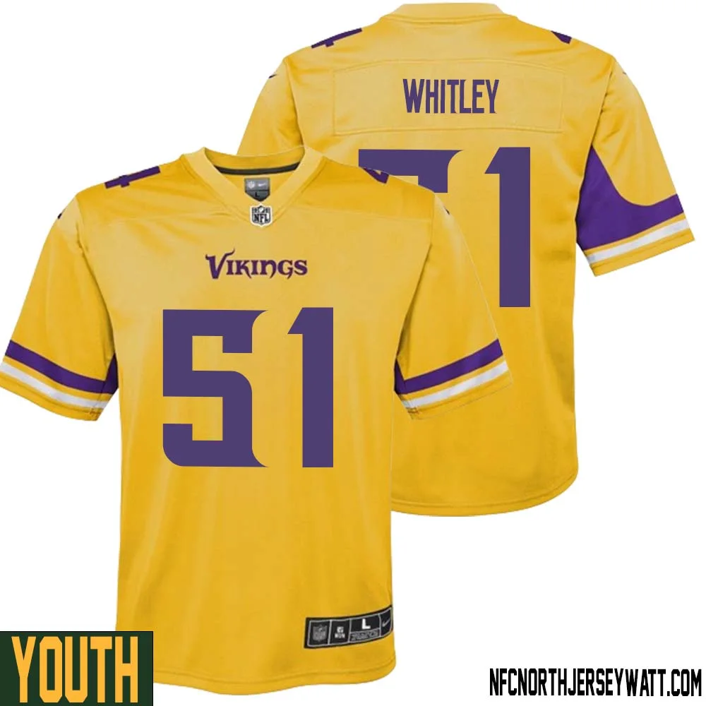 Benton Whitley No 51 Youth Minnesota Vikings Gold Inverted Legend Jersey