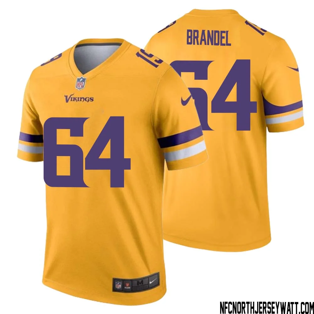 Blake Brandel No 64 Men Minnesota Vikings Gold Inverted Legend Jersey 1