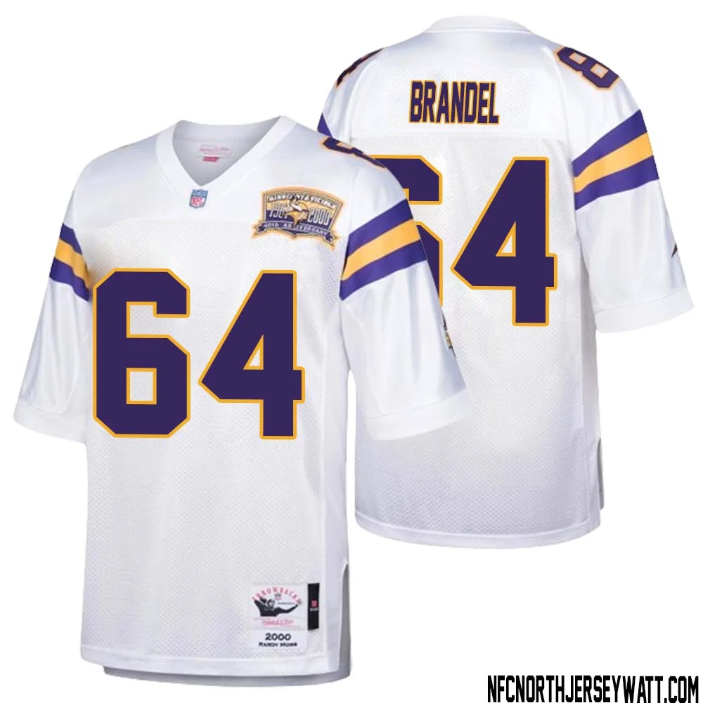 Blake Brandel No 64 Men Mitchell Ness White Minnesota Vikings Authentic Throwback Retired Player Jersey 1