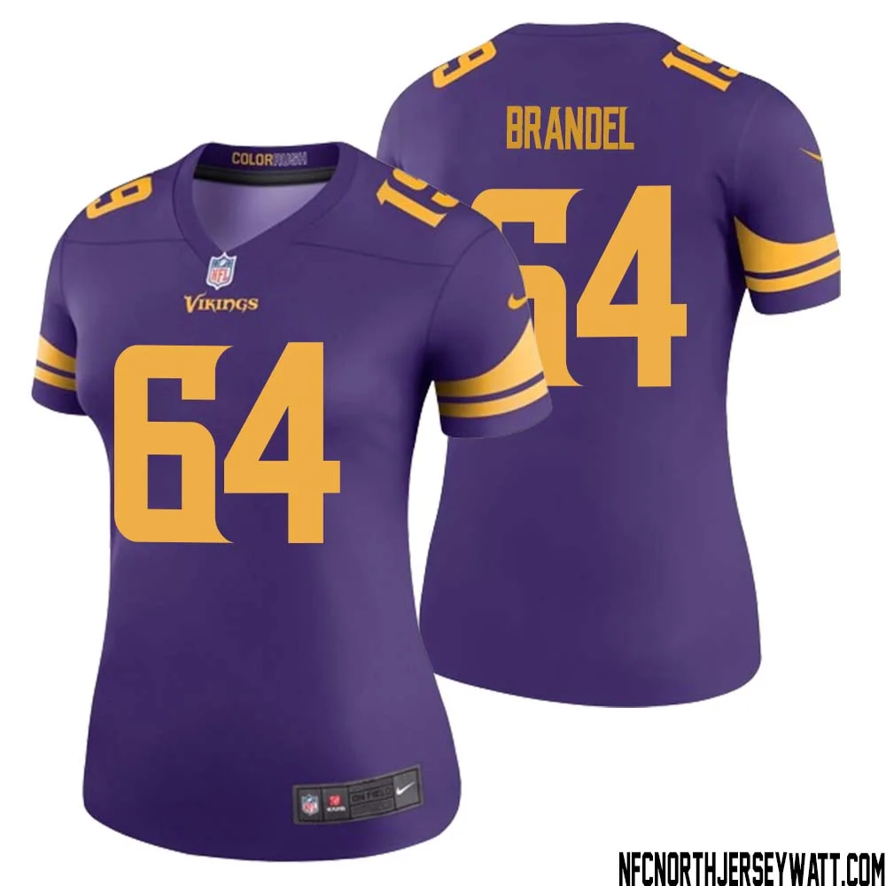 Blake Brandel No 64 Women Purple Minnesota Vikings Color Rush Vapor Untouchable Limited Jersey 1