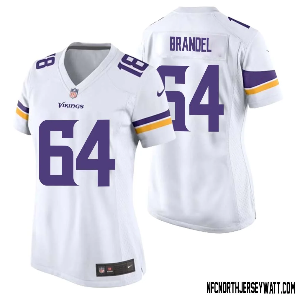 Blake Brandel No 64 Women White Minnesota Vikings Game Player Away Jersey