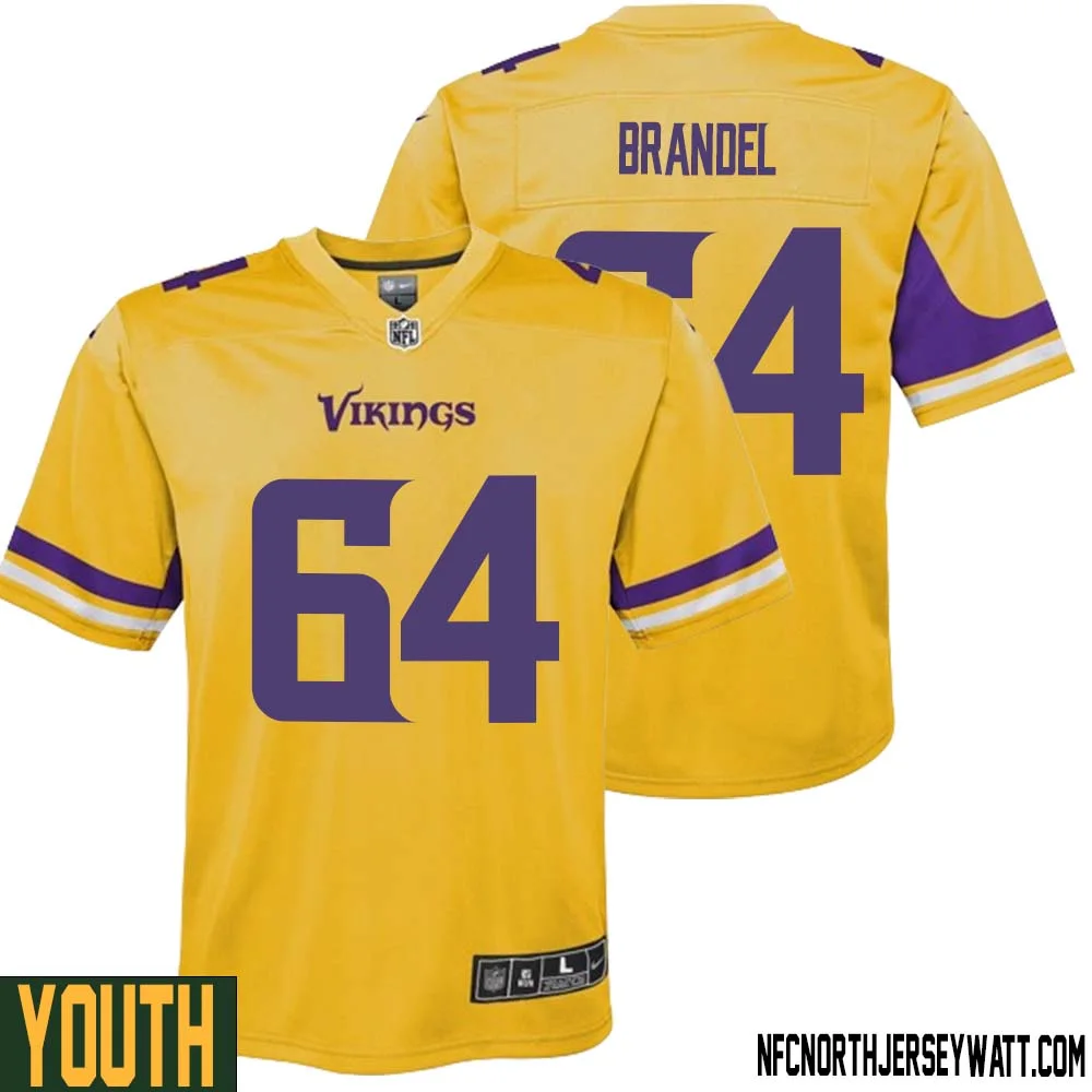 Blake Brandel No 64 Youth Minnesota Vikings Gold Inverted Legend Jersey 1