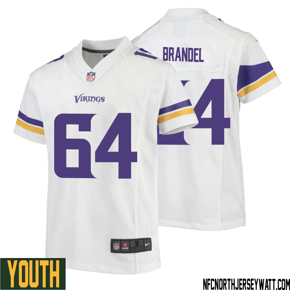 Blake Brandel No 64 Youth White Minnesota Vikings Game Player Away Jersey 1