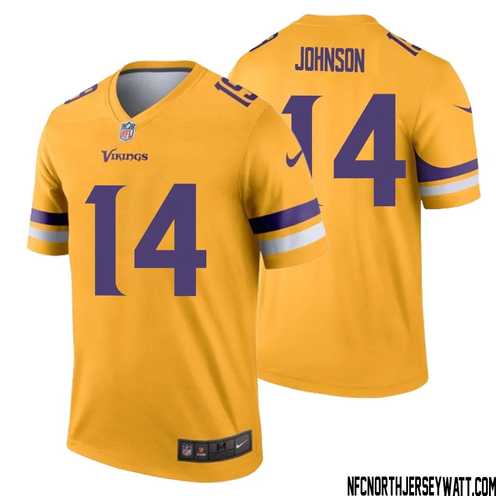 Brad Johnson No 14 Men Minnesota Vikings Gold Inverted Legend Jersey
