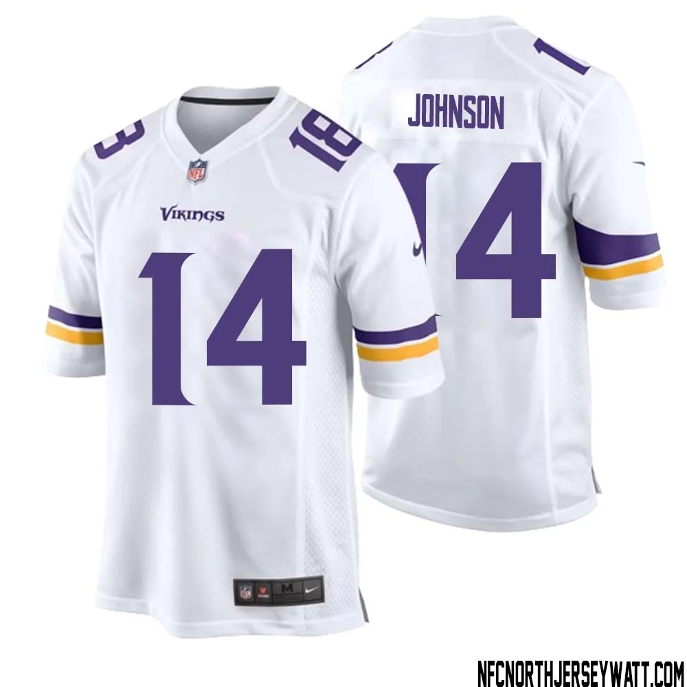 Brad Johnson No 14 Men White Minnesota Vikings Game Player Away Jersey 1