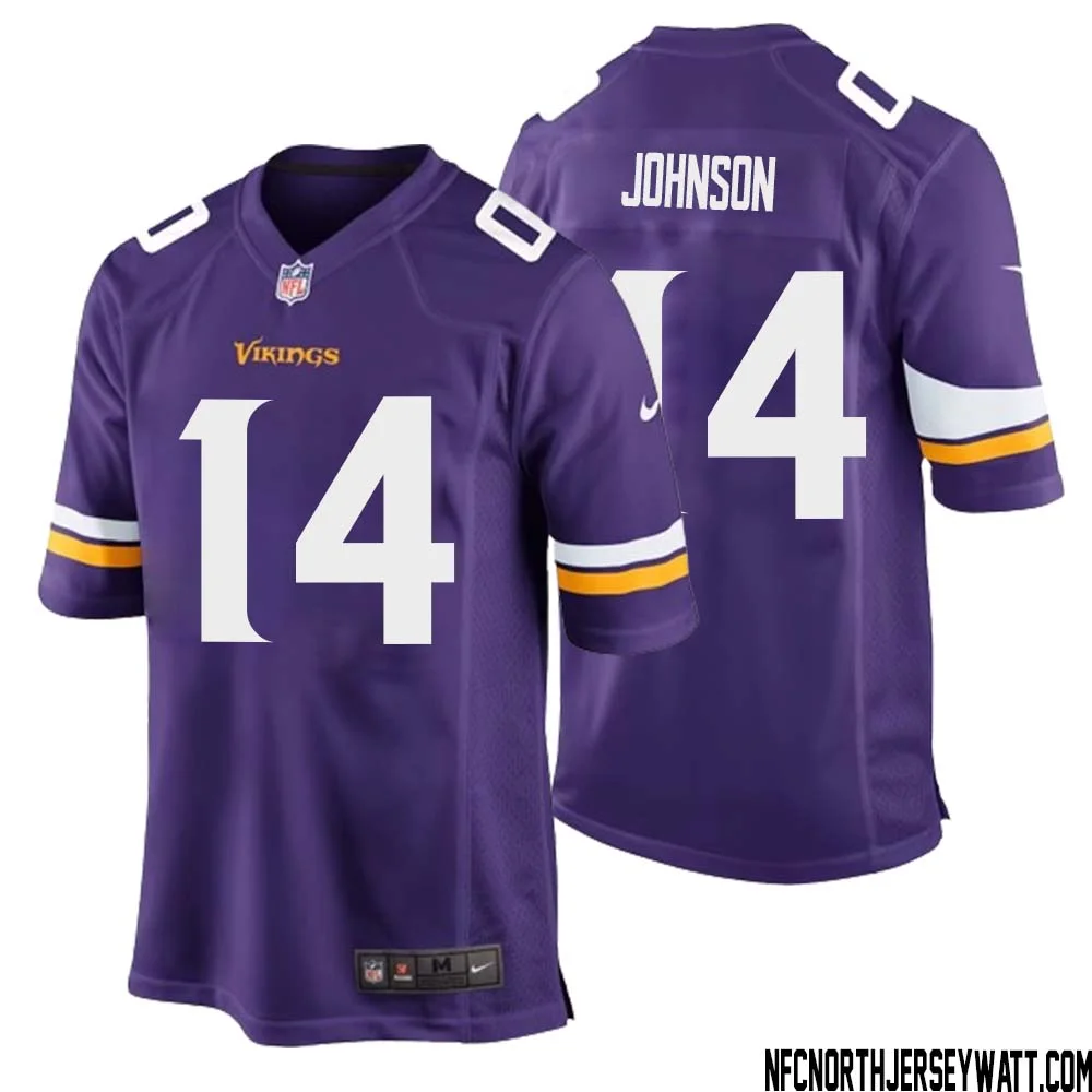 Brad Johnson No 14 Minnesota Vikings Game Jersey Court Purple for Mens