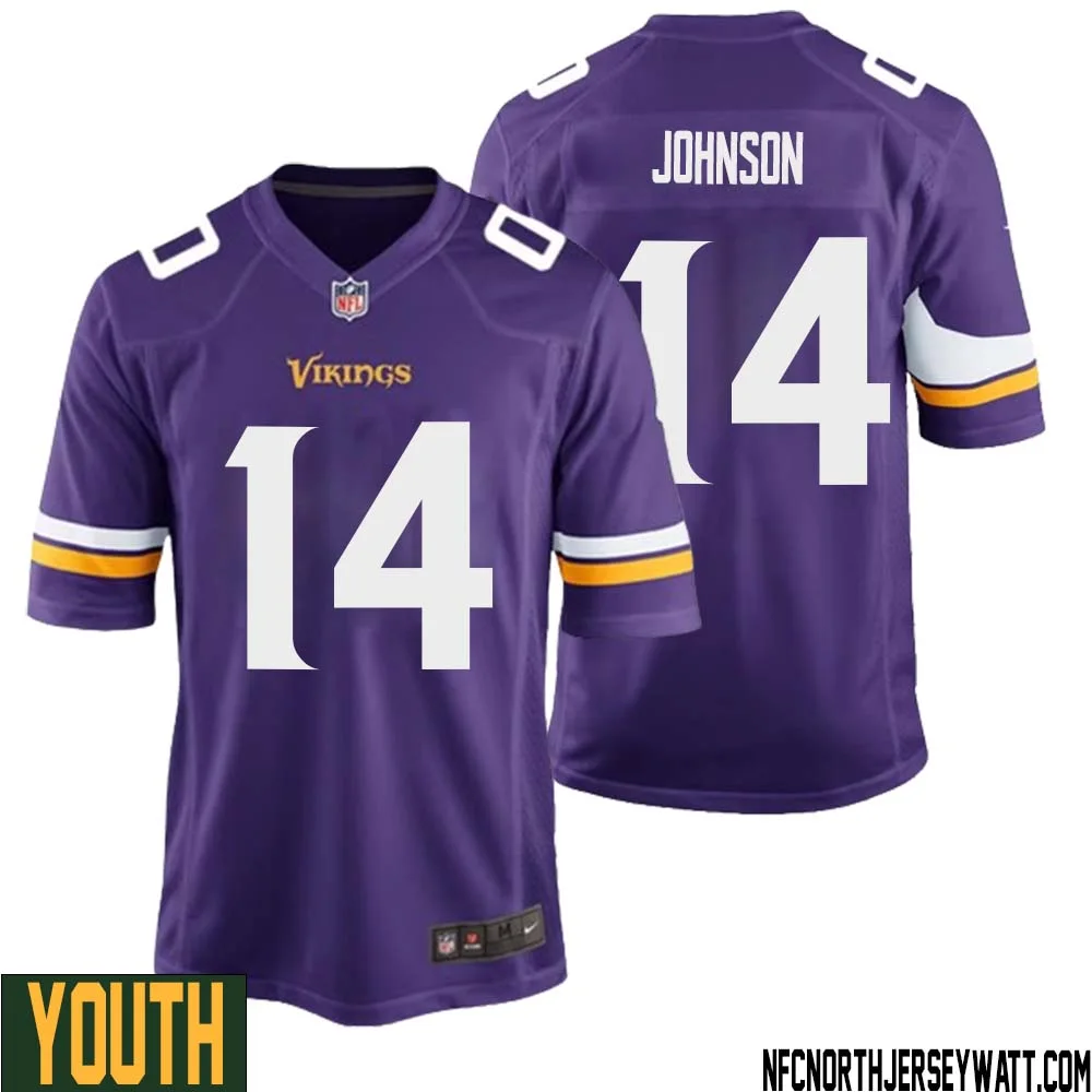 Brad Johnson No 14 Minnesota Vikings Game Jersey Court Purple for Youth 1