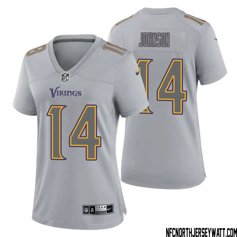 Brad Johnson No 14 Women Gray Minnesota Vikings Atmosphere Fashion Game Jersey
