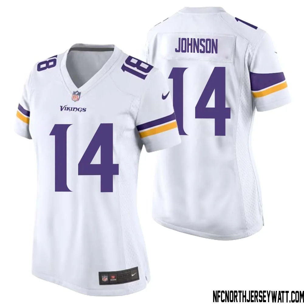 Brad Johnson No 14 Women White Minnesota Vikings Game Player Away Jersey 1