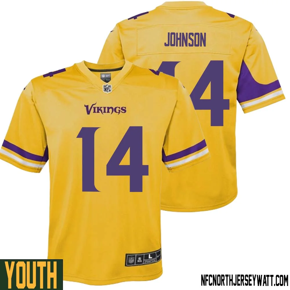 Brad Johnson No 14 Youth Minnesota Vikings Gold Inverted Legend Jersey 1