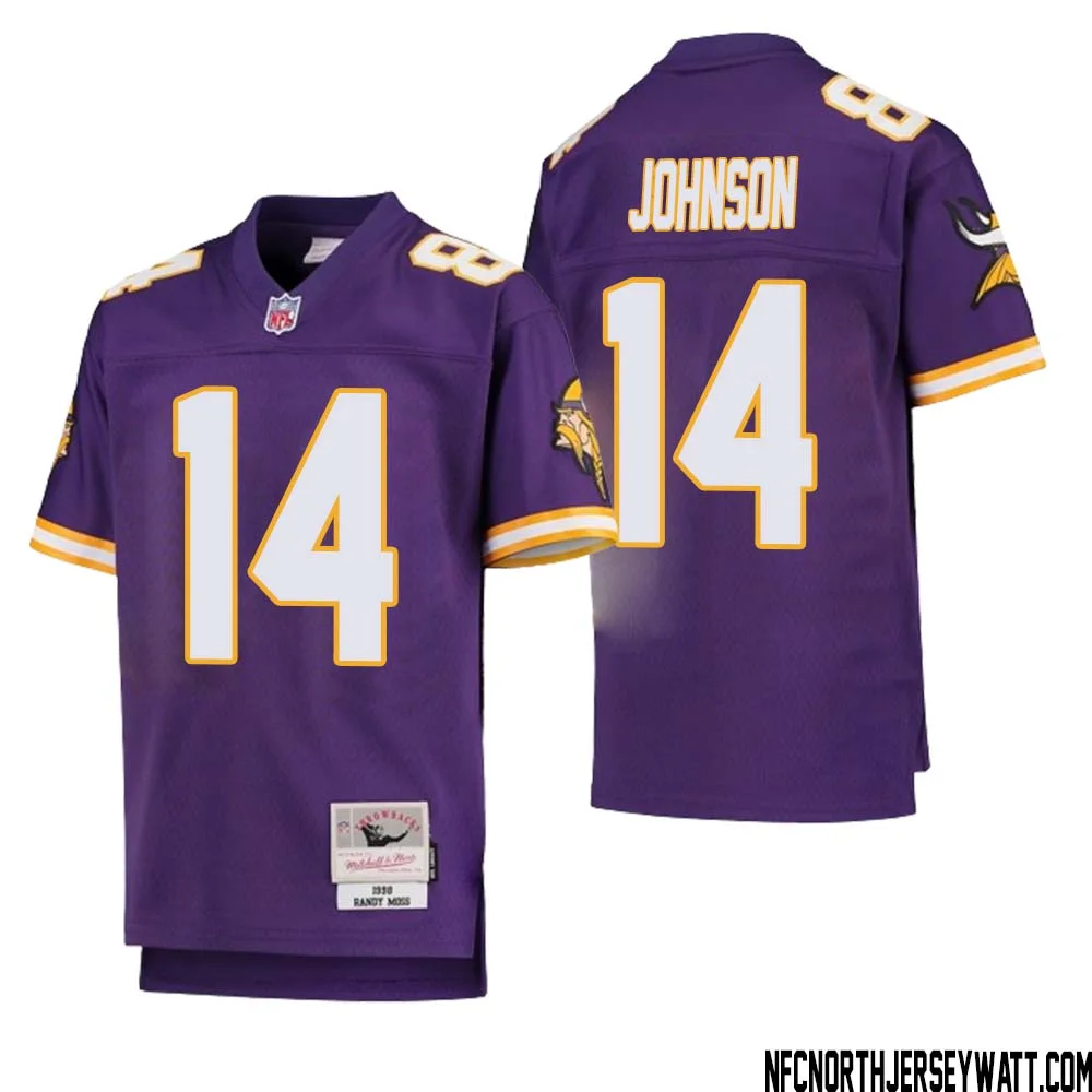 Brad Johnson No 14 Youth Mitchell Ness Purple Minnesota Vikings 1998 Legacy Retired Player Jersey