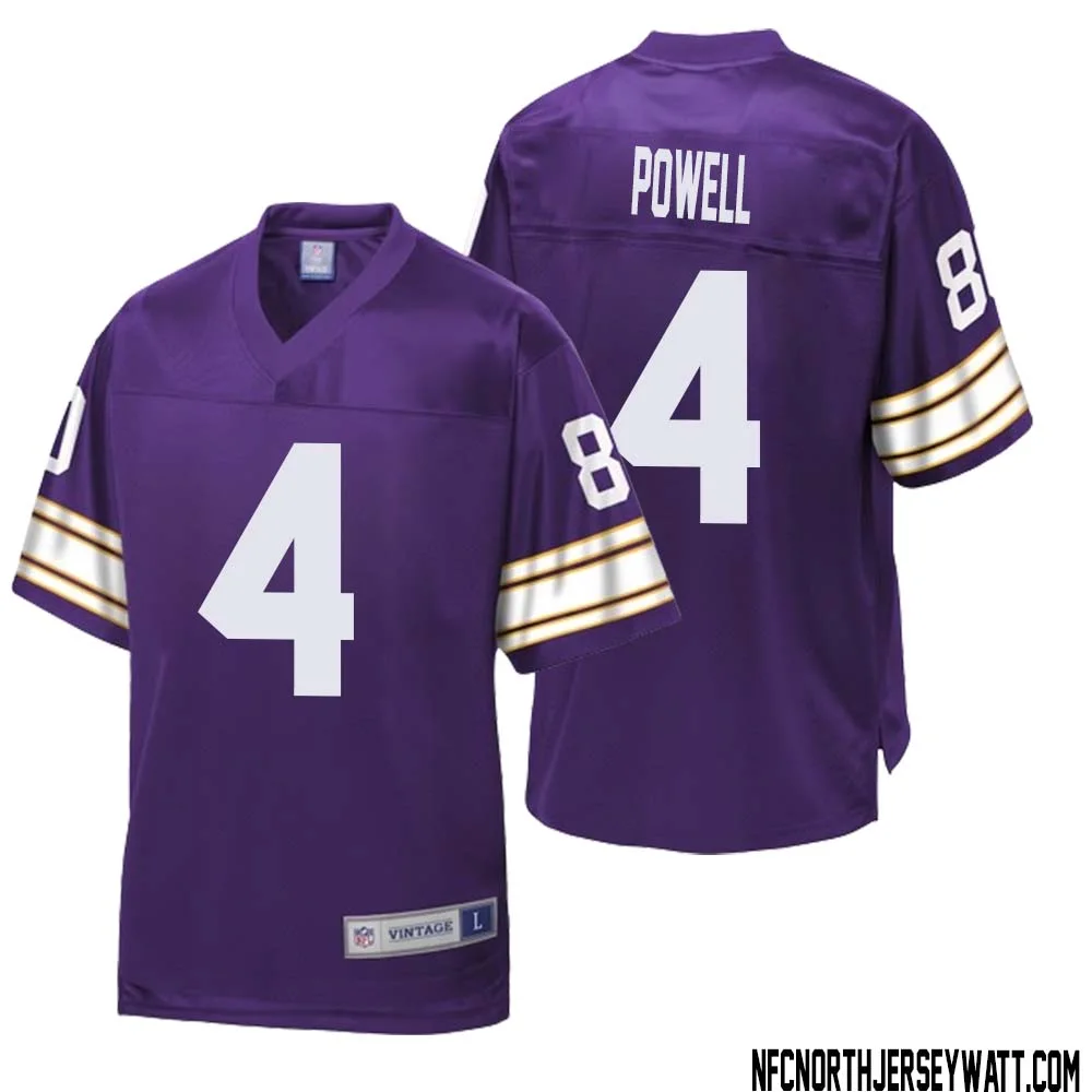 Brandon Powell No 4 Men NFL Pro Line Purple Minnesota Vikings Retired Player Replica Jersey 1