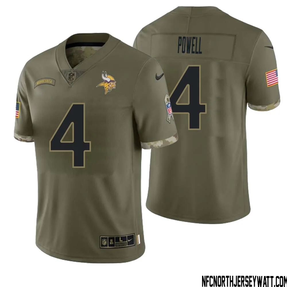 Brandon Powell No 4 Men Olive Minnesota Vikings 2022 Salute To Service Retired Player Limited Jersey 1