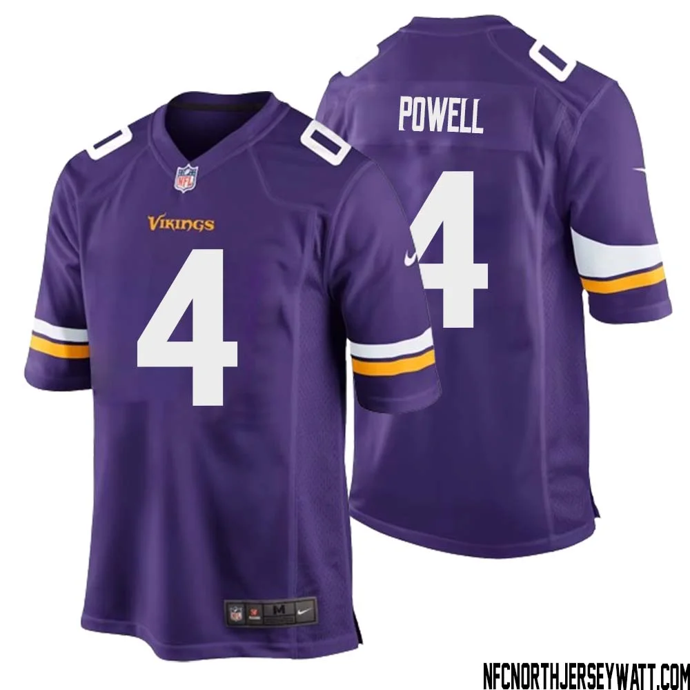 Brandon Powell No 4 Minnesota Vikings Game Jersey Court Purple for Mens