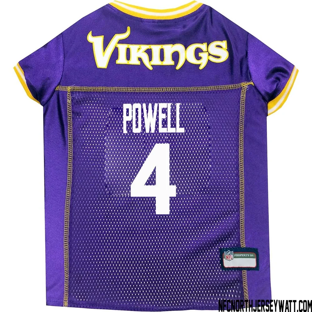 Brandon Powell No 4 Purple Minnesota Vikings Dog Jersey