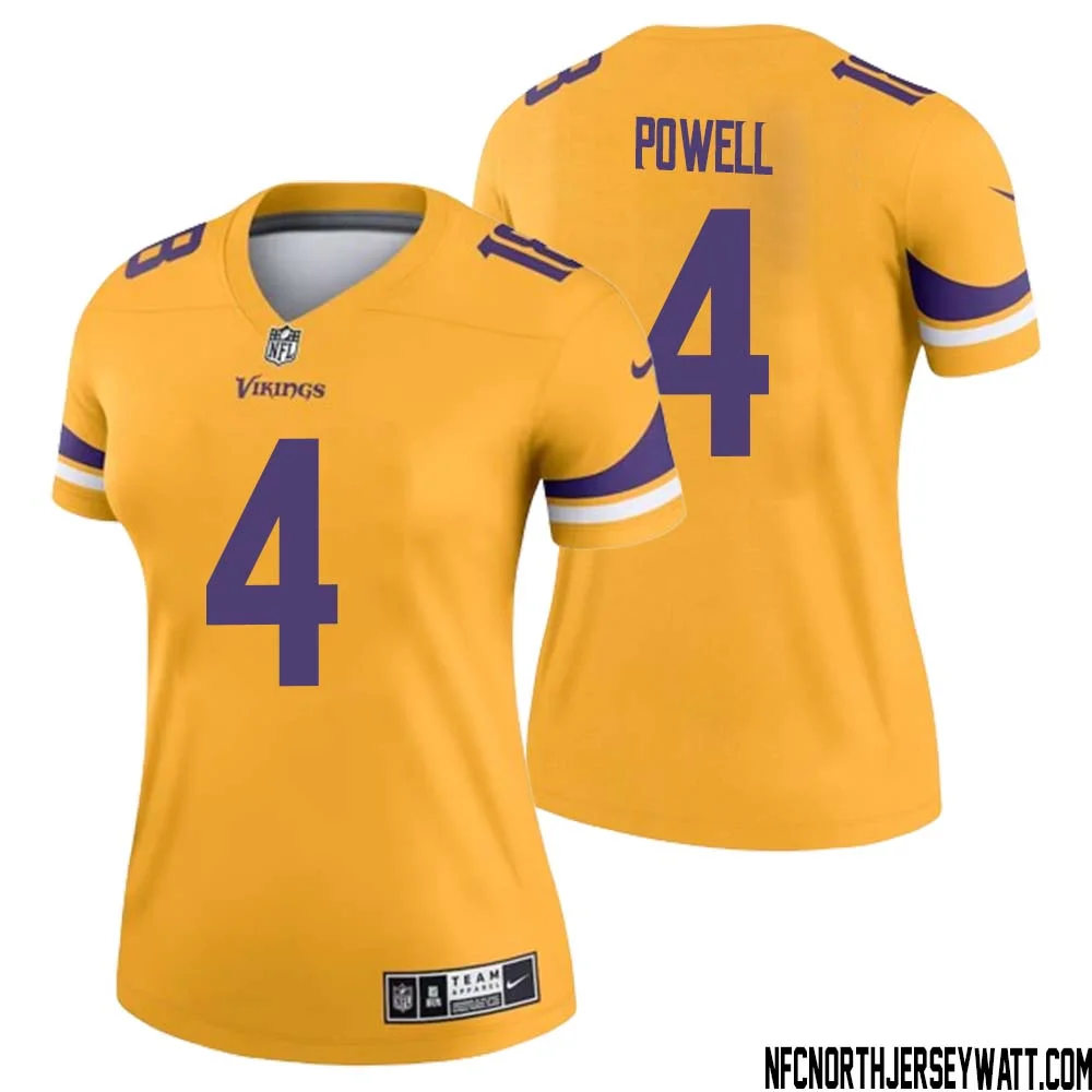 Brandon Powell No 4 Women Minnesota Vikings Gold Inverted Legend Jersey