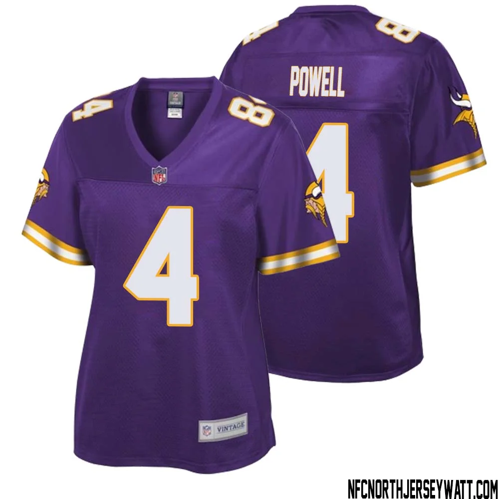 Brandon Powell No 4 Women NFL Pro Line Purple Minnesota Vikings Retired Player Replica Jersey
