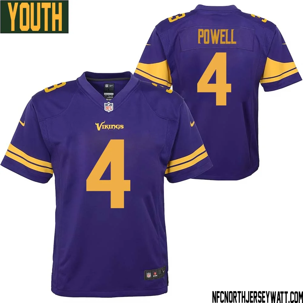 Brandon Powell No 4 Youth Purple Minnesota Vikings Color Rush Vapor Untouchable Limited Jersey 1