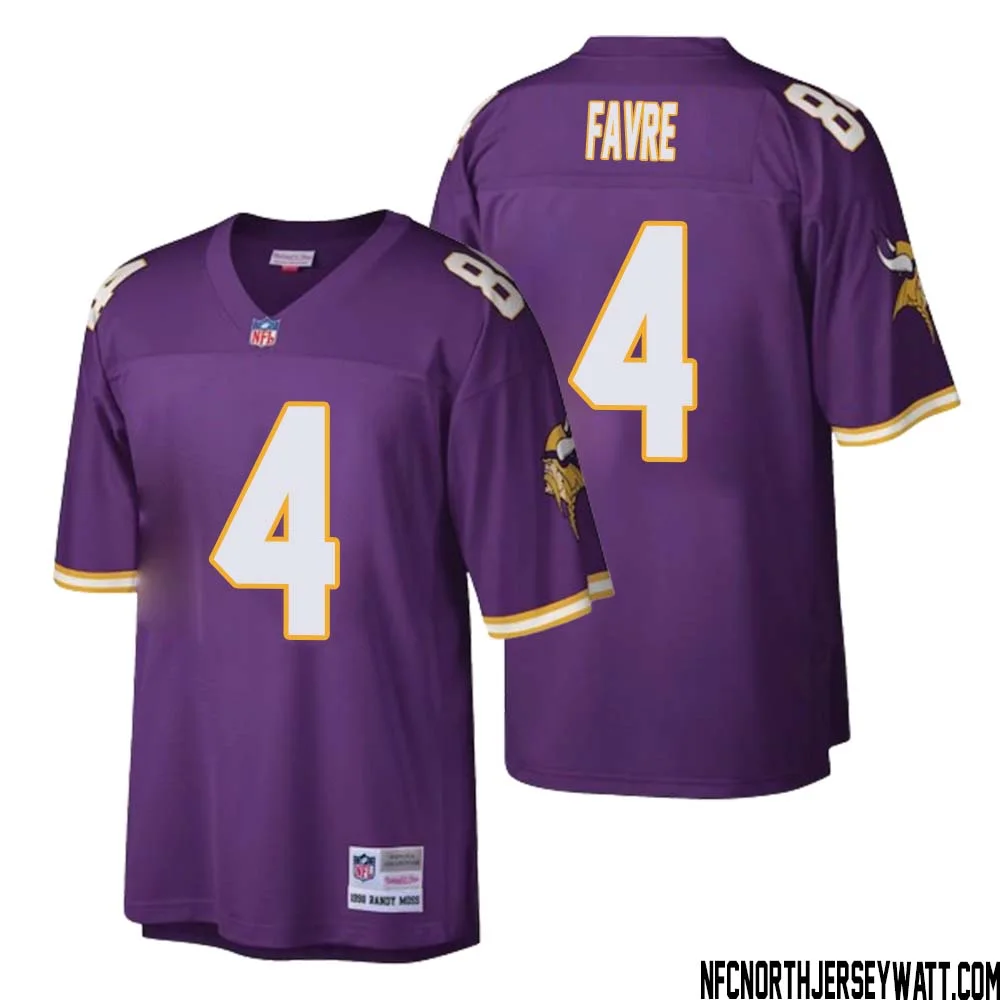 Brett Favre No 4 Men Mitchell Ness Purple Minnesota Vikings Retired Player Legacy Replica Jersey 1