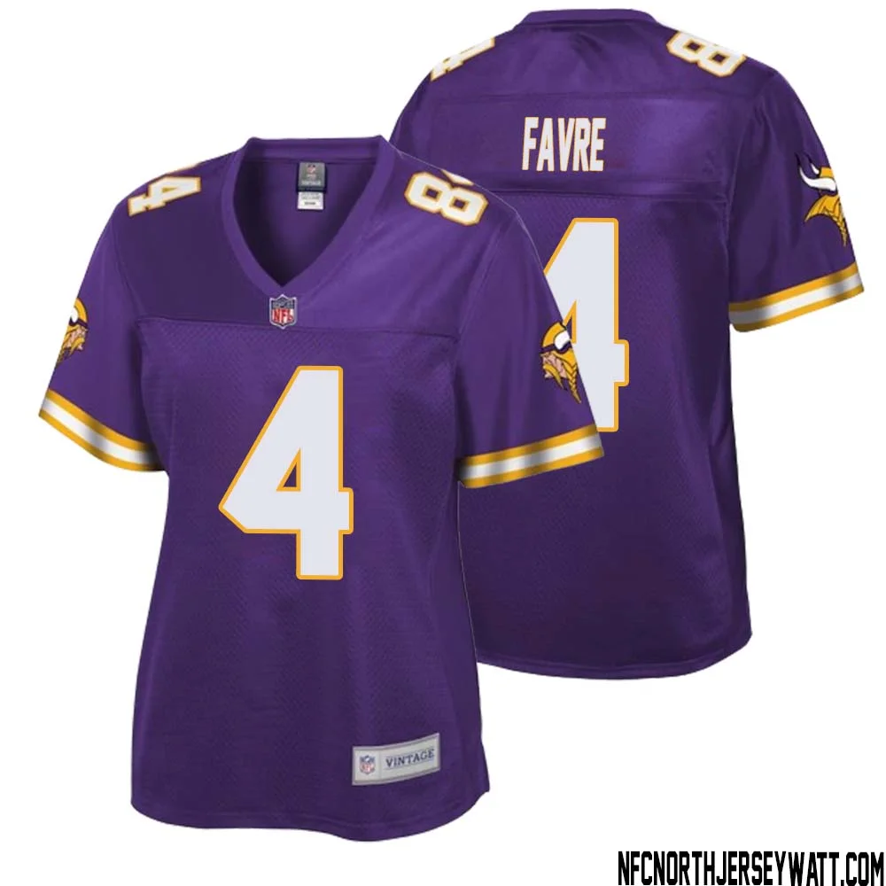 Brett Favre No 4 Women NFL Pro Line Purple Minnesota Vikings Retired Player Replica Jersey 1