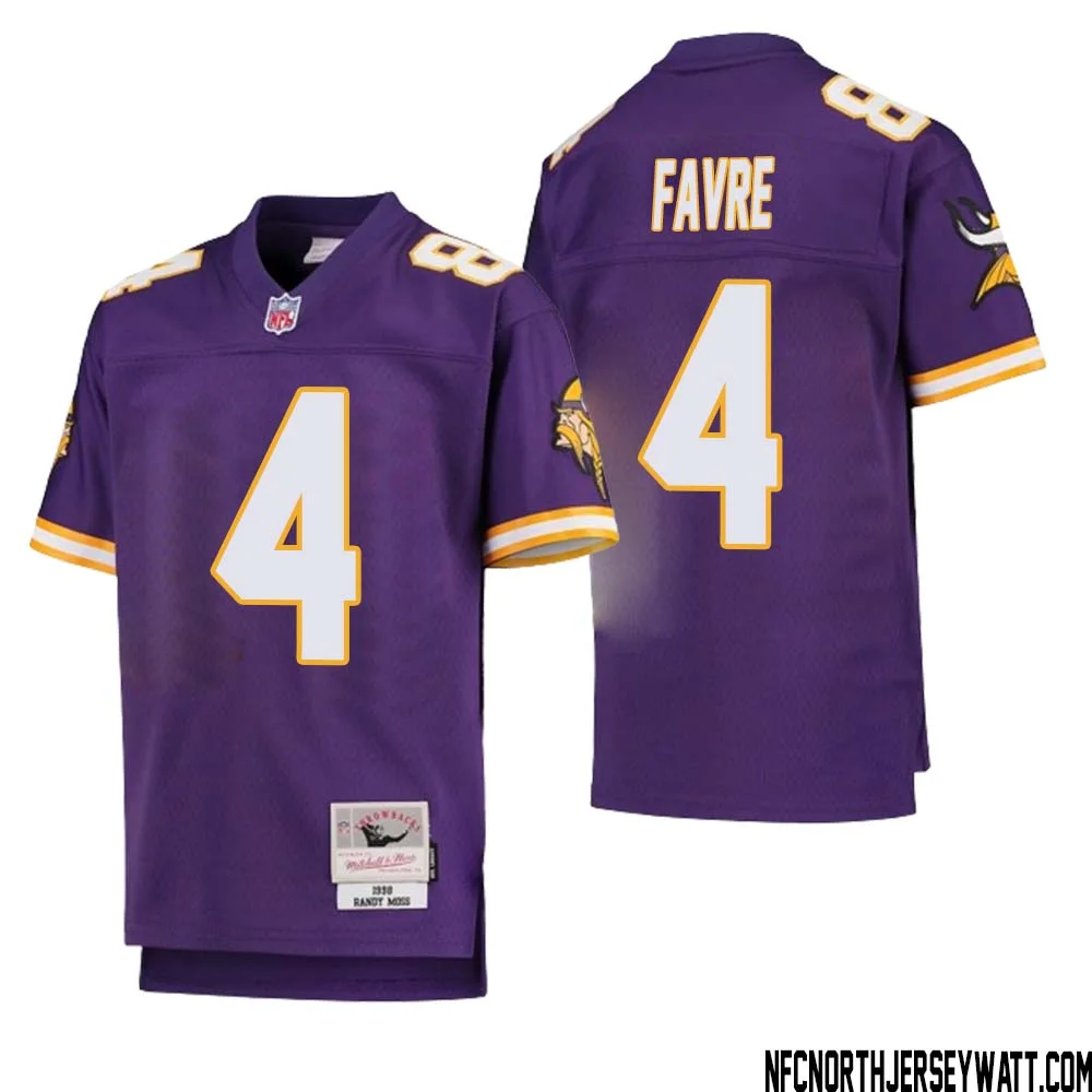 Brett Favre No 4 Youth Mitchell Ness Purple Minnesota Vikings 1998 Legacy Retired Player Jersey
