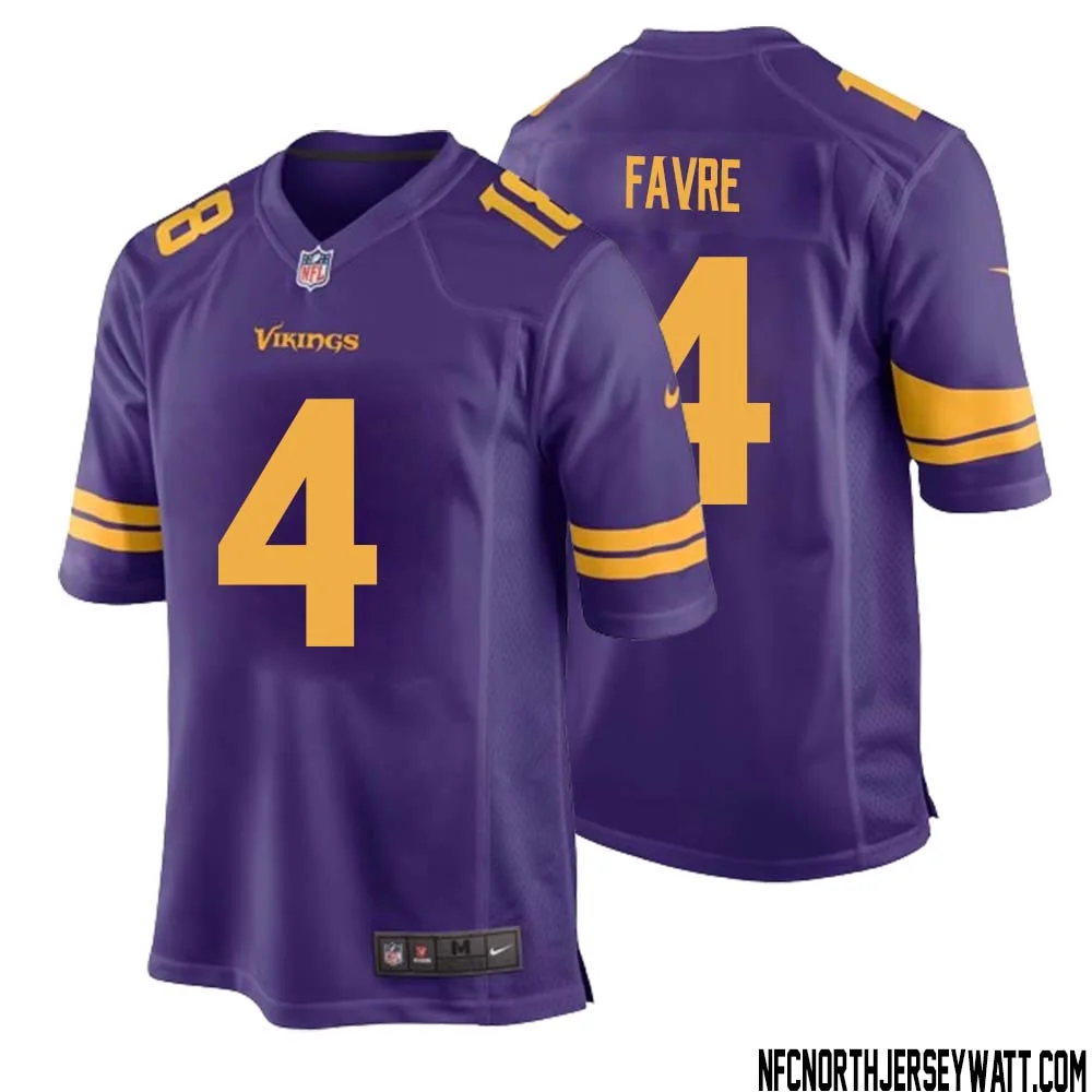 Brett Favre No 4 Youth White Minnesota Vikings Game Player Away Jersey 1