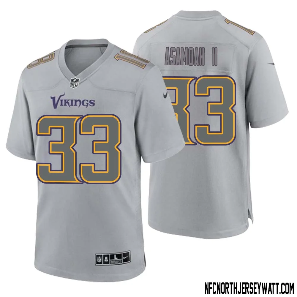 Brian Asamoah II No 33 Men Gray Minnesota Vikings Atmosphere Fashion Game Jersey 1