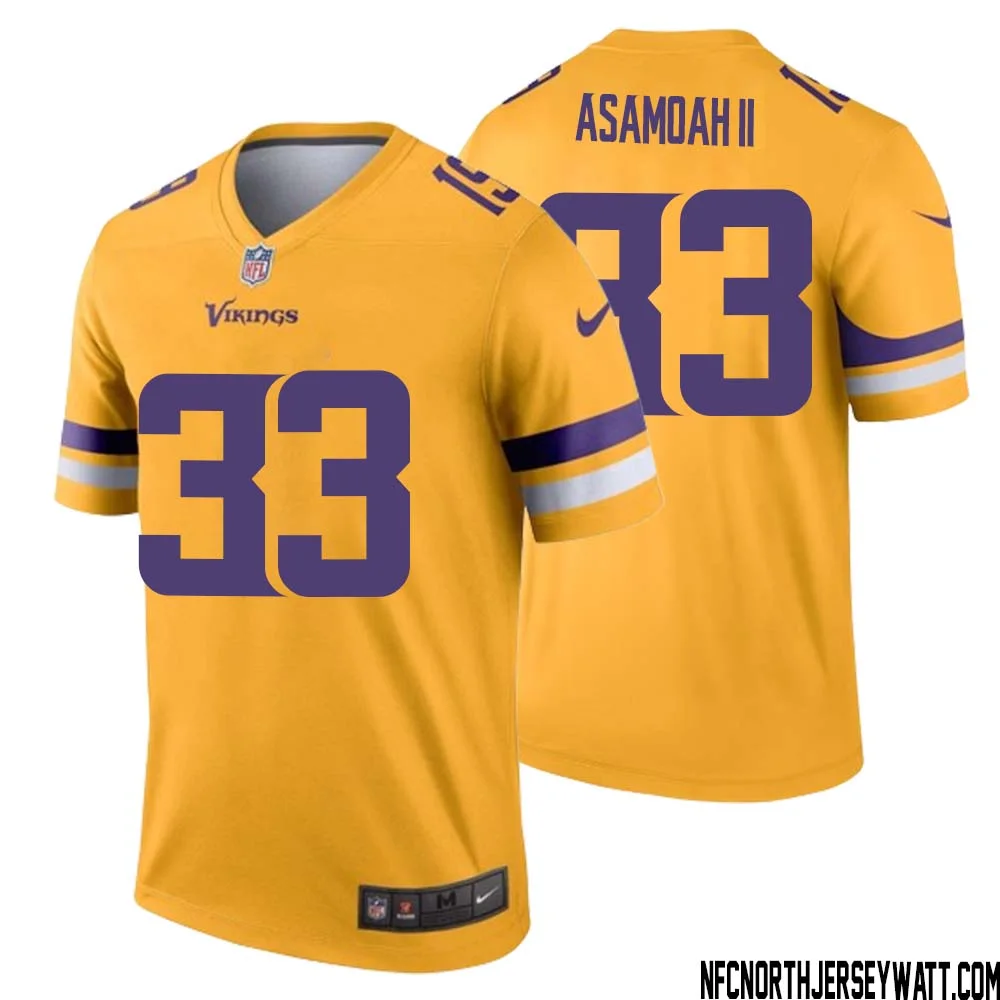 Brian Asamoah II No 33 Men Minnesota Vikings Gold Inverted Legend Jersey 1