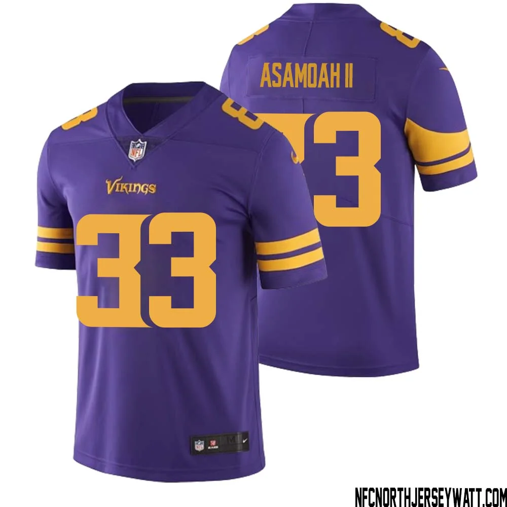 Brian Asamoah II No 33 Men Purple Minnesota Vikings Color Rush Vapor Untouchable Limited Jersey
