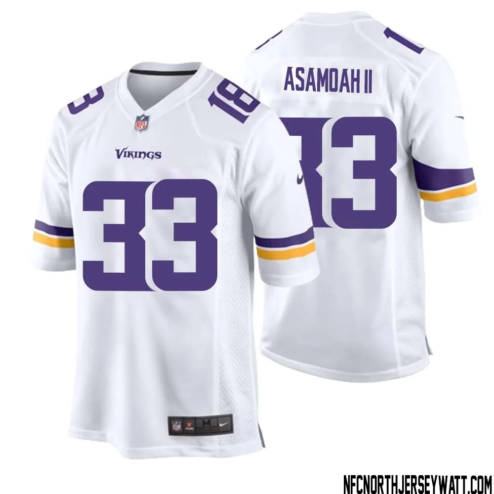 Brian Asamoah II No 33 Men White Minnesota Vikings Game Player Away Jersey 1