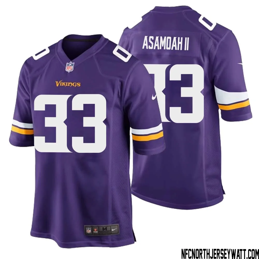 Brian Asamoah II No 33 Minnesota Vikings Game Jersey Court Purple for Mens 1
