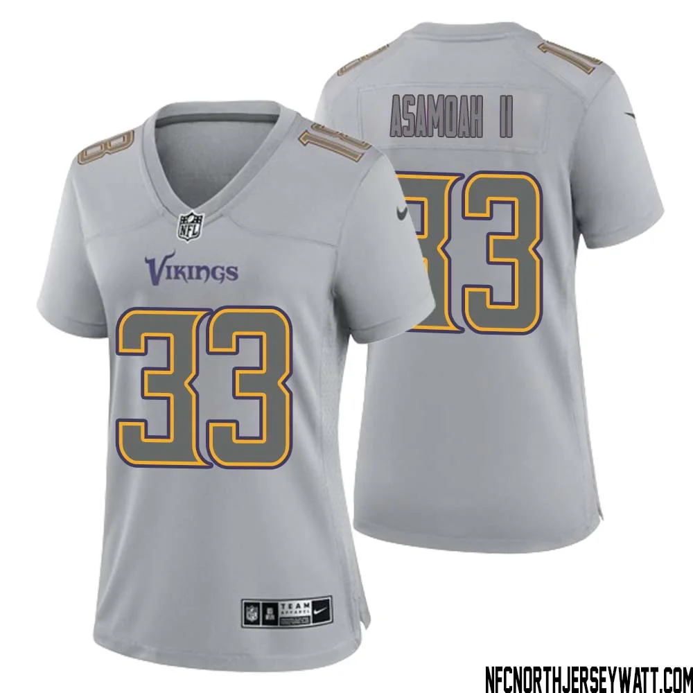 Brian Asamoah II No 33 Women Gray Minnesota Vikings Atmosphere Fashion Game Jersey