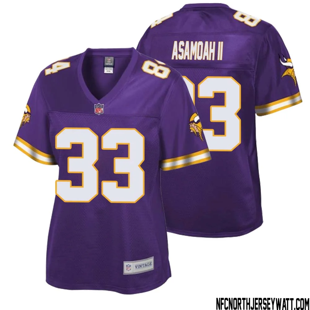 Brian Asamoah II No 33 Women NFL Pro Line Purple Minnesota Vikings Retired Player Replica Jersey 1